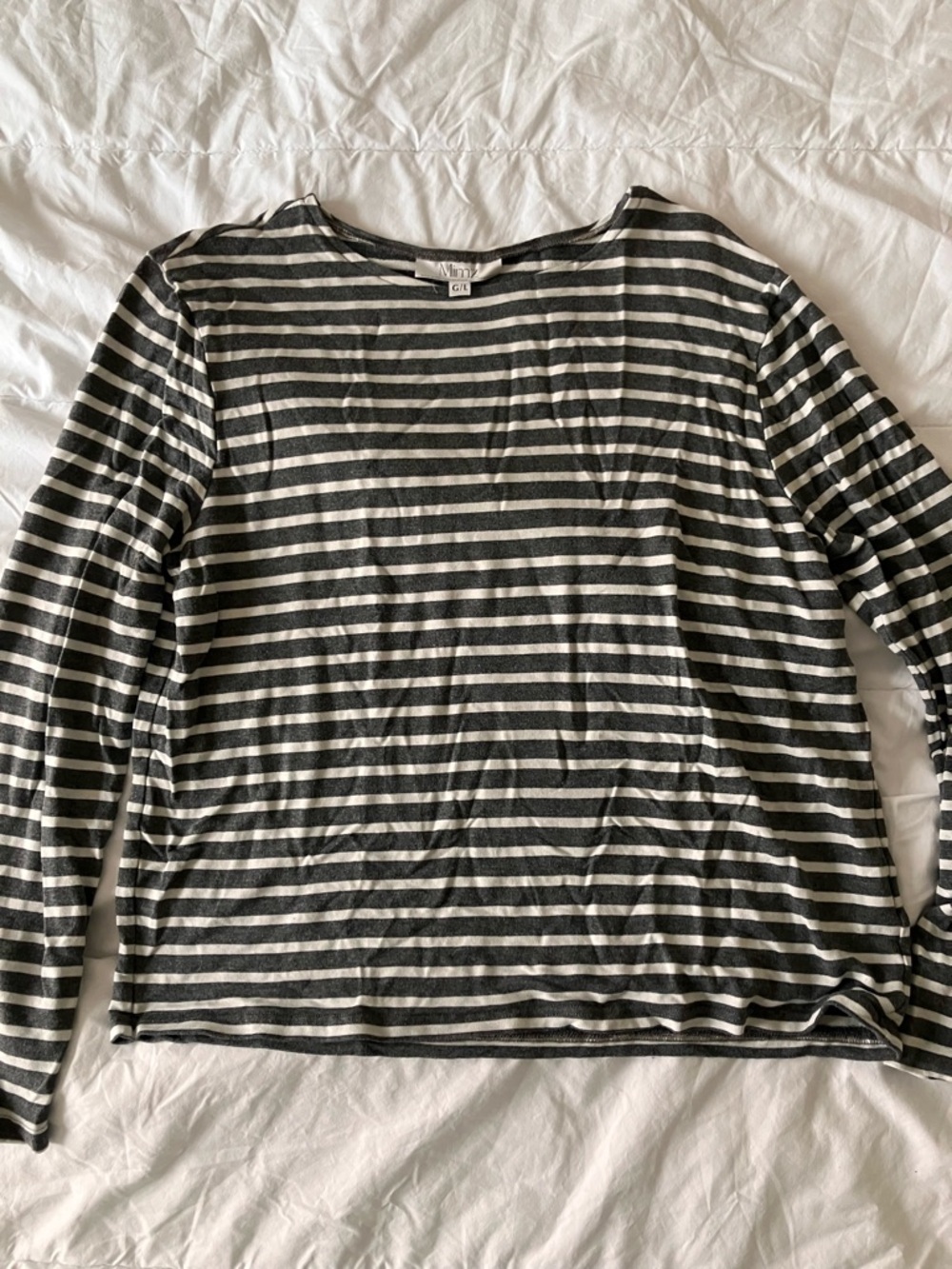 Mimz Striped Long Sleeve Tee - Grey & White